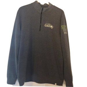 Seattle Seahawks Mens 2X Shirt Pullover 1/4 Zip Long Sleeve Gray 47 Forward NFL